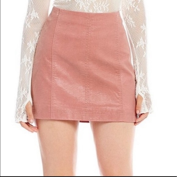 Free People Dresses & Skirts - Free people vegan Leather dusty pink mini Skirt